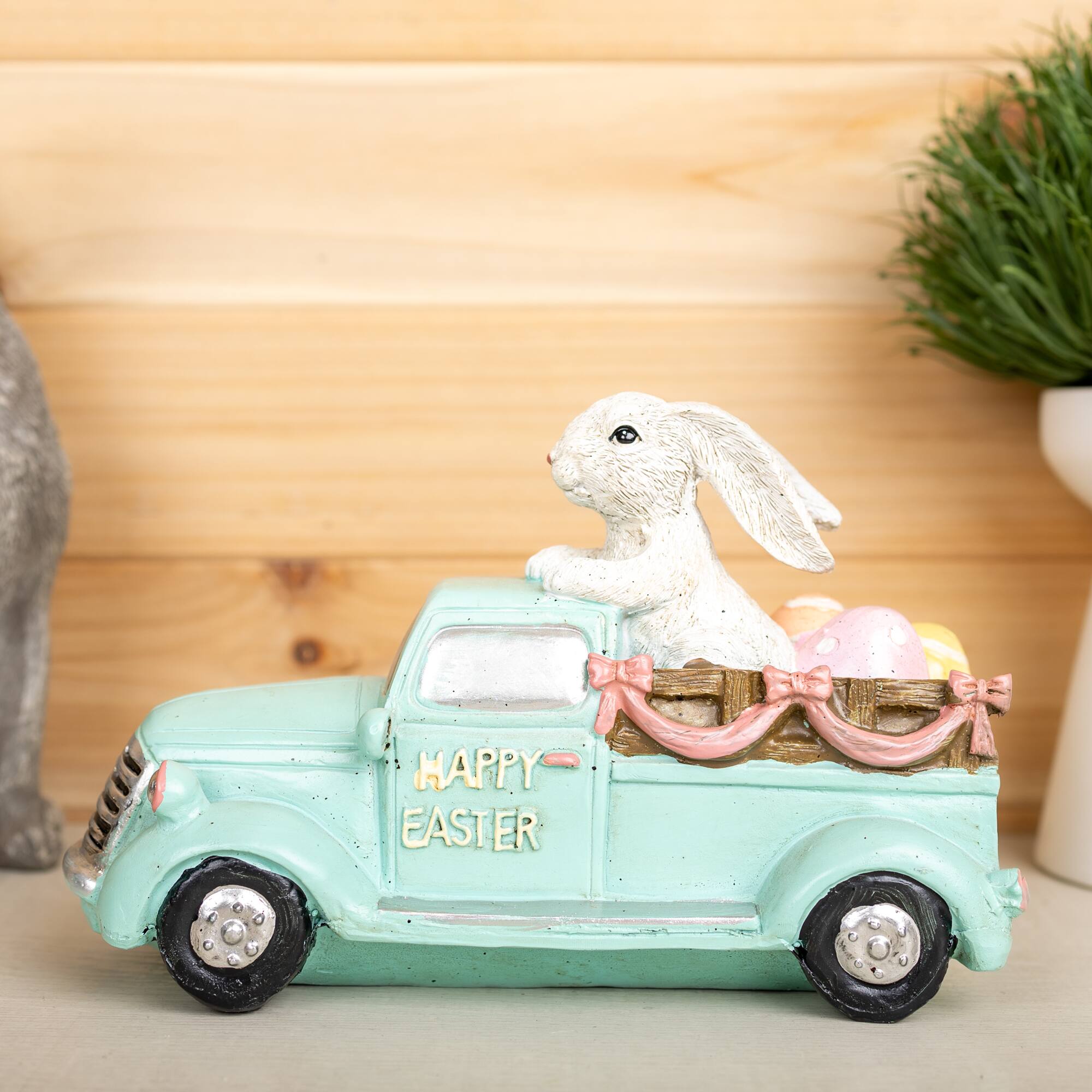 9.5" Easter Bunny in Car Figurine
